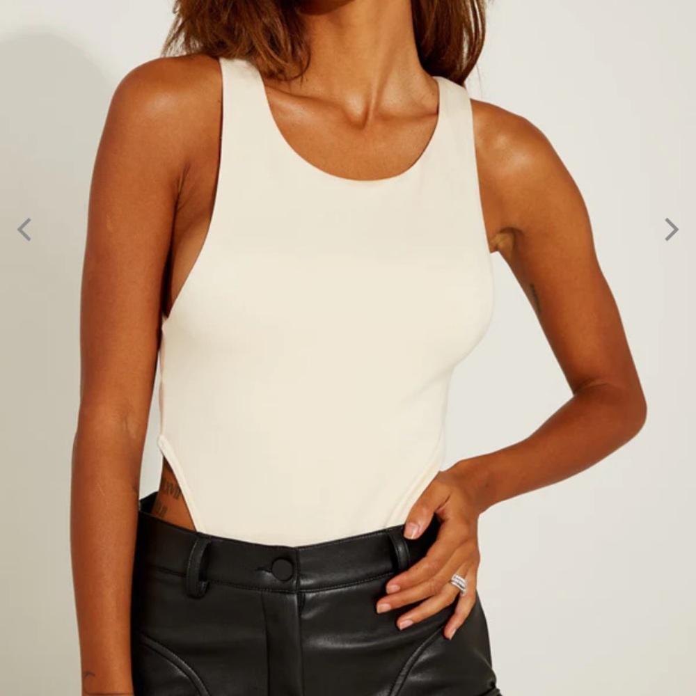Cream colored racer back bodysuit